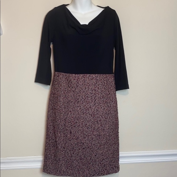Talbots Black & Pink Tweed Dress Size 2P - Picture 2 of 11